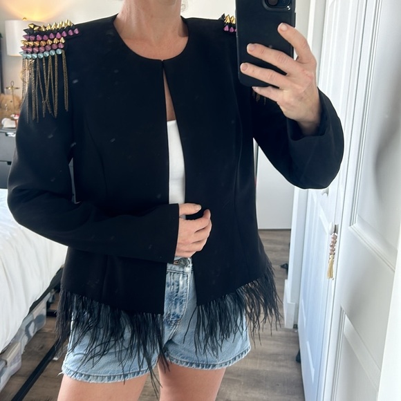 Calvin Klein Black Blazer with Beaded Shoulders - Picture 3 of 10